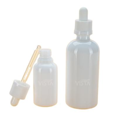 China Cooking Oil Packaging 30ml 100ml Cosmetic Opal White Porcelain Ceramic Oil Dropper Bottles for sale