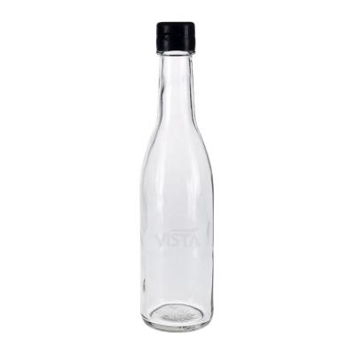 China 250ml Empty Round Glass Beverage Bottle Beverage Bottle Sparking Natural Beverage Bottle Flint With Screw Lid Fancy Popular Design for sale