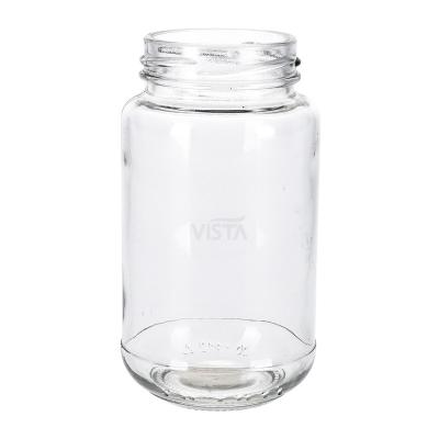 China Sustainable Regular Shaped Glass Jar With Screw Metal Lid for sale