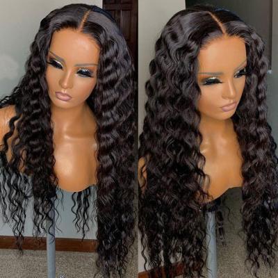 China Jerry Curly Raw Cambodian Cuticle Aligned Deep Wave Lace Front Human Hair Wigs Transparent Swiss Hair Closure Wigs For Black Women for sale