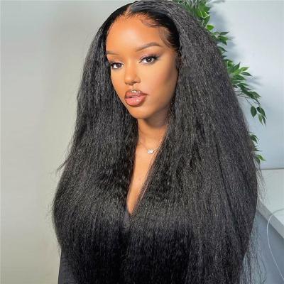 China Curly Straight Lace Front Wig Luxuve Hair Yaki Lace Wigs 100 Virgin Curly Straight Full Hair Wig Vendor For Black Women for sale