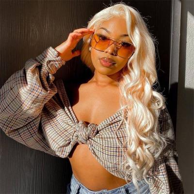 China Luxuve 613 Blonde Body Wave Full Lace Wigs Virgin HD Raw Hair Lace Front Wig Peruvian 360 Lace Frontal Closure Wig For Black Women for sale