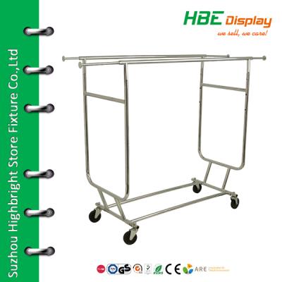 China Eco - Friendly Commercial Grade Double Rail Rolling Garment Clothing Rack for sale