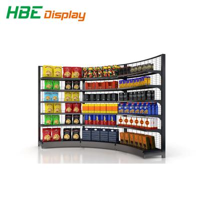 China Supermarket double sided mesh back panel are shelf gondola metal display stand with shop design for sale