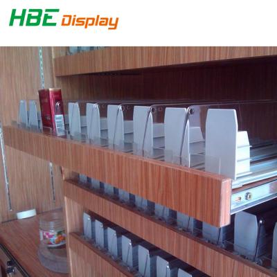 China Durable Adjustable Acrylic Merchandiser Shelf Lifter For Supermarket Gondolas for sale