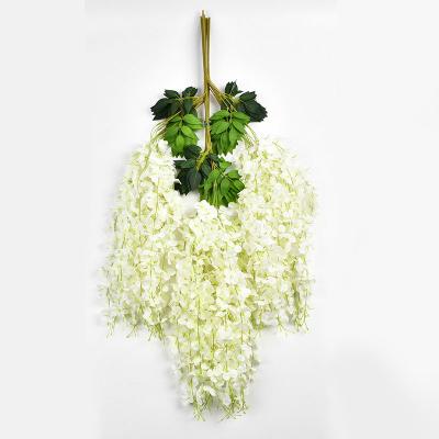 China Good Quality Minimalist Artificial Hanging Wisteria Wisteria Vine Ratta Silk White Hanging for sale