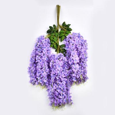 China 110cm Wisteria Plant Silk Flowers Wedding Centerpieces Minimalist Decoration Hanging Vine Flores Artificial Wisteria for sale