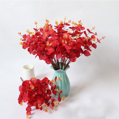 China Wholesale Minimalist Artificial Flower Eucalyptus Stems Leaves Eucalyptus Leaves With Red Imitation Plants for sale