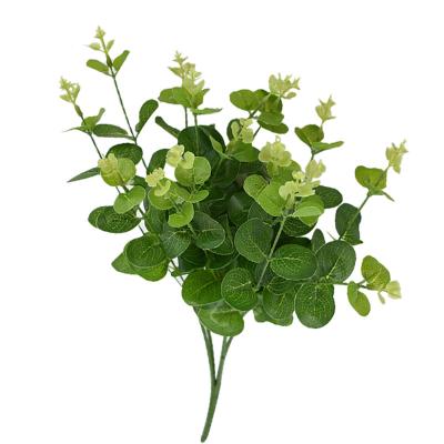 China Minimalist 16 Forks Silk Flowers Eucalyptus Leaves Green Artificial Eucalyptus Leaves Wedding for sale