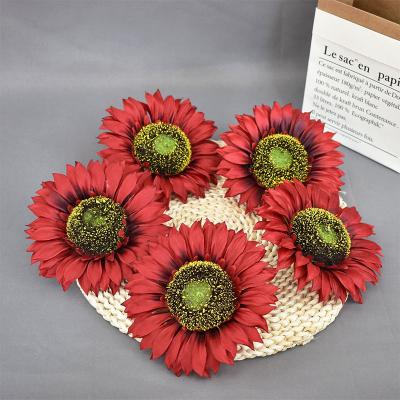 China Sunflower Minimalist Artificial Flower Heads Artificial Sunflower Silk For Decoration for sale