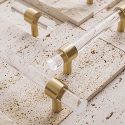 China CUCA Transparent Acrylic Brass Drawer Modern Knobs Adjustable Cabinet Pulls Furniture Cabinets Handles for sale