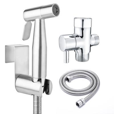 China Kaiping Modern Hot Selling Handheld Bidet Sprayer Sus304 Shattaf Set Bathroom Accessories Toilet Sprayer Gun With T-valve for sale