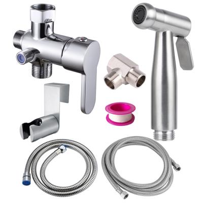 China Modern Stainless Steel Shattaf With Hot And Cold Water Mixer Valve Pet Cloth Diaper Bidet Sprayer Kit Handheld For Toilet for sale