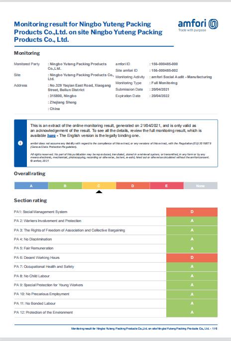 BSCI - Ningbo Yuteng Packing Products Co., Ltd.