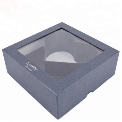 China Handmade creative personalized square paper gift packaging box with lid and clear compartments for sale