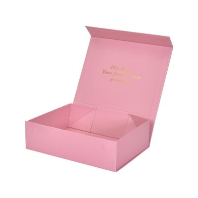 China Handmade Luxury Matt Paper Cardboard Pink Magnetic Folding Custom Packaging Boxes Magnet Gift Box for sale