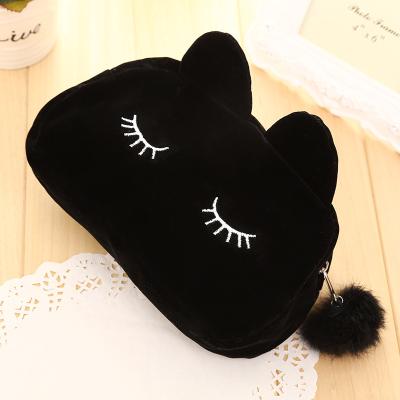 China Travel Cute Pink Velvet Beauty Fashion Fashoion RU Cat Cosmetic Bag Puimentiua for sale