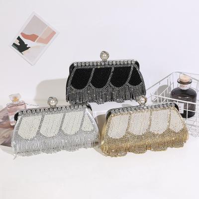 China Portable RU Evening Bag Dress Beaded Party Clutch Women Banquet New Diamond-studded Evening Clutches Tassel Handbags Wedding Purse for sale