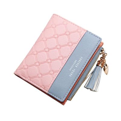 China Lady RU Coin Purse PU Shorts Design Wallet Tassel Simple Design Leather Wallet for sale