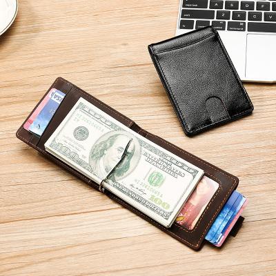 China RFID RU Card Holder Mens Bi-Fold Rfid Leather Wallet Blocking Purse Men Card Holder Cash Dollar Clip Genuine Leather Multifunctional Wallet for sale