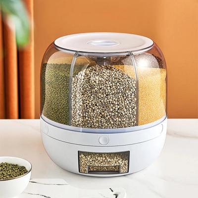 China Other ECOBOX 360 Degree Rotating Kitchen Rice Grain Cereal Dispenser Food Storage Container Box Plastic Sealed Dry Food Dispensers for sale