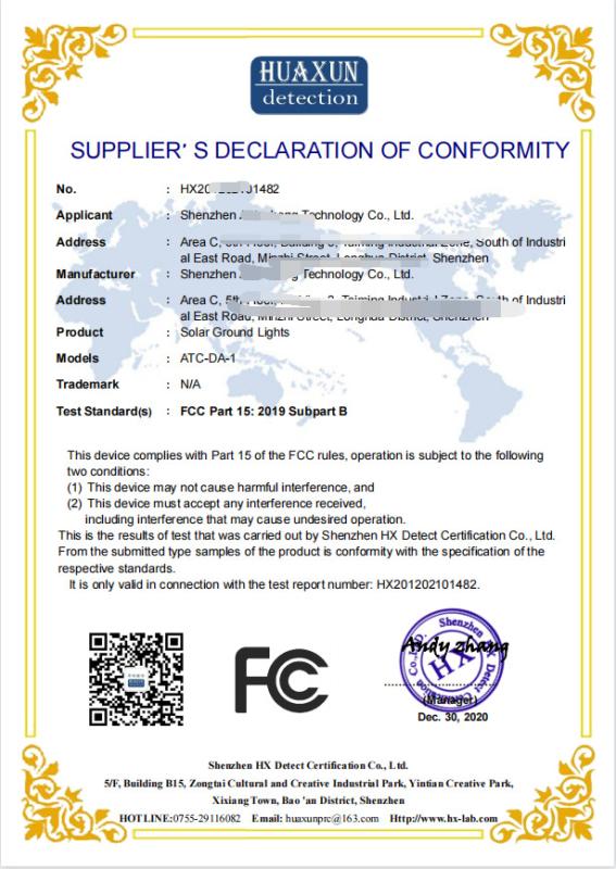 FCC - Dongguan Hongchuangyuan Optoelectronics Co., Ltd.