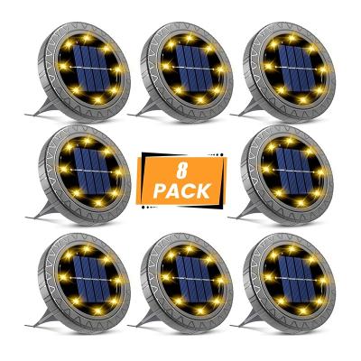 China modern & Original Warm Sale 8 LED Solar Decor Lights Pathway Deck Light IP68 Solar Outdoor Ground Lights Waterproof Original Cozy Decoration LED Solar Warm White for sale