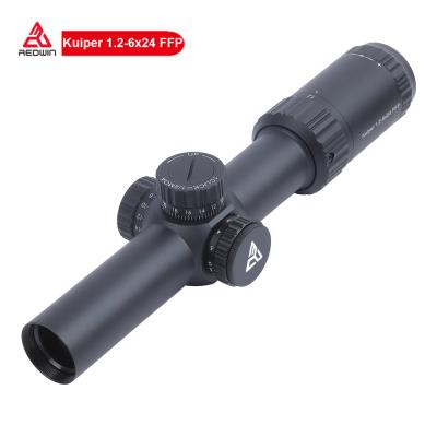 China Aircraft Grade T-6061 Illumination 30mm Monotube 1/2 MOA Zero Lock Turret Kuiper 1.2-6x24 FFP Level Red Aluminum and Green Victory 5 Red Scope for sale