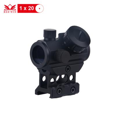 China Aircraft Grade T-6061 Aluminum Red Dot Scope 1x20 Tube Sight 2 MOA Red Dot 1 MOA Adjust 11 Illumination Level Red Weaver Base w/Riser Mount / Picatinny Mount for sale