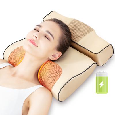 China 2021 New Arrival Portable Vibrating Rechargeable Body Neck Massage Pillow For Travel for sale