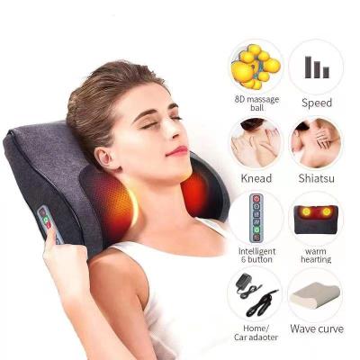 China 2020 New 8 Ball Body Shiatsu Neck Shoulder Heat Massage Deep Kneading Pillow for sale