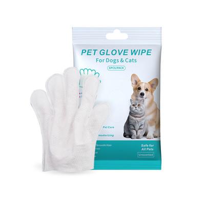 China Mild Fresh Scent Dog Bathing Gloves Lavender Scent Dog Glove Wipes For Daily And Traveling for sale