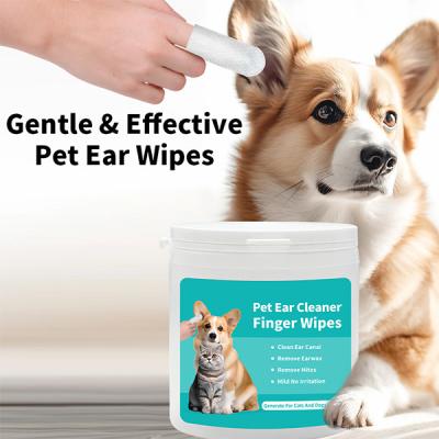 China 4x8cm Nonwoven Fabric Pet Wet Wipes Gentle Finger Ear Cleaner For Dogs for sale