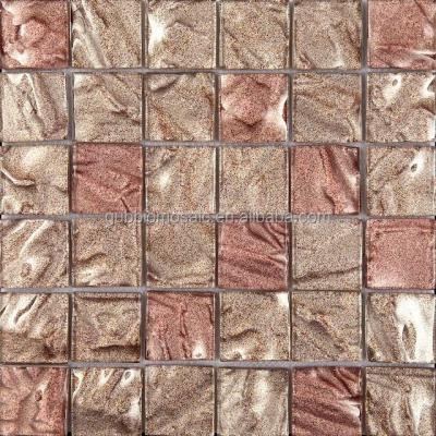 China 48x48x8mm Glass Mosaic Tile Flooring Glitter/Spark Mosaic Metallic Glass Mosaic Slab for sale