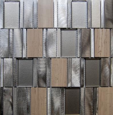 China Aluminum Floor Mosaic , Marble / Mix Glass Mosaic-Gray Color Stone Mosaic for sale