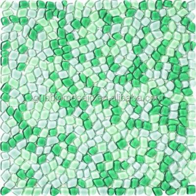 China Parquet Paver Crystal Glass Mosaic Slab Pebble Mosaic Tile Swimming Pool Glass Slab for sale