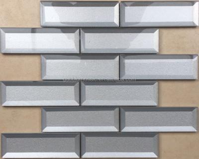 China P8GL811SQ Parquet 3D Effect Pattern Glass Geometric Mosaic Slab for sale