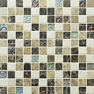 China Rainbow Plating Finish Mix Marble Glass Mosaic Parqute Color for sale