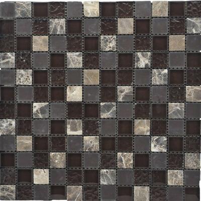 China 23x23x8mm/6mm/4mm Mix Marble Mosaic Slab Mix Stone Glass Mosaic Tile Flooring for sale