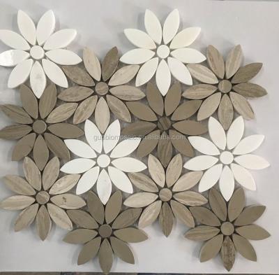 China Parquet Artwork Flower Form Water Jet Marble Mosaic Tile GB-GS103OV for sale