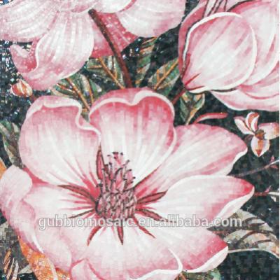 China Parquet Exquisite Hand Cut Traditional Glass Mosaic Mural, Flower Artwork Pictuer Refined Glass Mosaic GB-HC663F USD 60 - USD 380 for sale