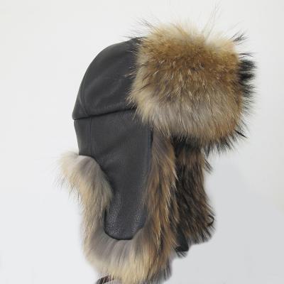 China Women JOINT Bomber Winter Hat 100% Natural Fur Raccoon Fur Hat for sale