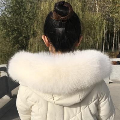 China New Design Fashion Fluffy Heavy Density Customized Warm Fluffy Fox Fur Coat Collar Down Jacket Fur Collar for sale