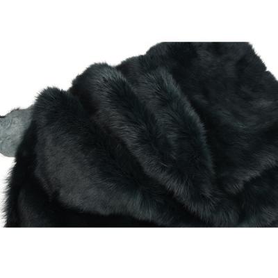 China Garment Super Soft Thick Fur Luxury Fur Skins Covers Dyed Black Rabbit Fur Plate for sale