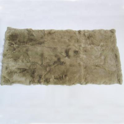 China Fluffy Heavy Density Genuine Chinese Rex Rabbit Fur Plate Dyed Beige Color Fur Plate Skin Wholesale for sale