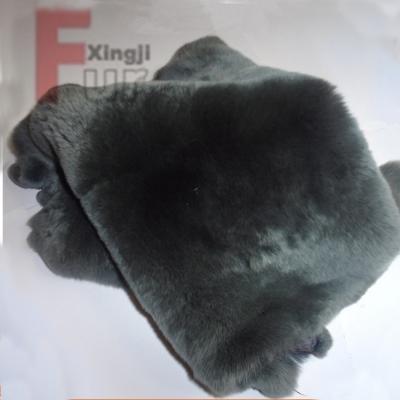 China Wholesale Heavy Density Fluffy Dyed Black Real Rex Rabbit Fur Rabbit Fur Hide Skin for sale