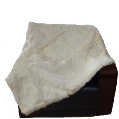 China Home Textile Natural White Luxury Fur Blanket Rabbit Fur Blanket for sale