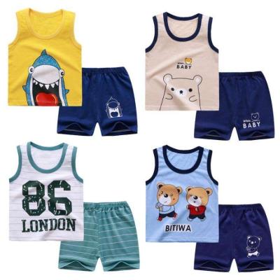 China Summer Baju Baby Casual Clothing Sets Children's Vest Suit Cotton Boy Sleeveless Vest With Pants Children Clothing Sets for sale