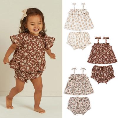 China 2023 Summer Euro sling breathable infant suit nc style floral suit small baby skirt shorts for sale