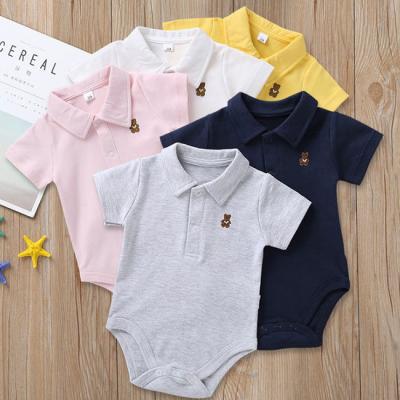 China New Product Summer Cotton 5 Color Wholesale Soft Breathable Infant Romper Newborn Short Sleeve Jumpsuit for sale